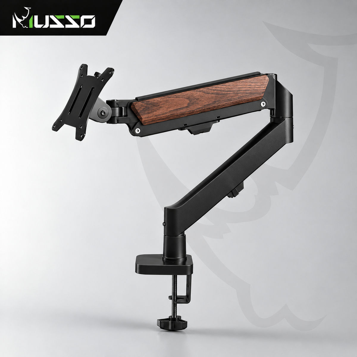 MUSSO APX Wood Grain Gas Spring Monitor Arm Adjustable Desk