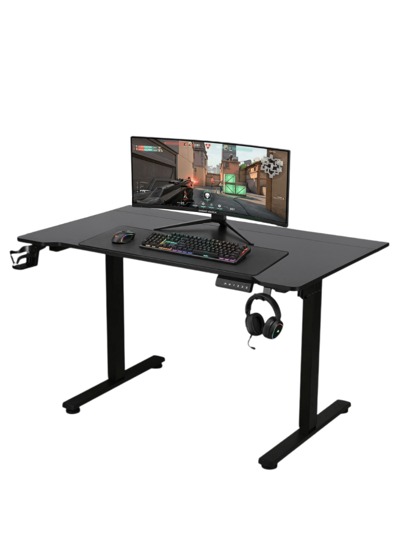 MUSSO RG75 Split Electric Height-Adjustable Gaming Desk, Carbon Fiber, Monitor Arm Compatible