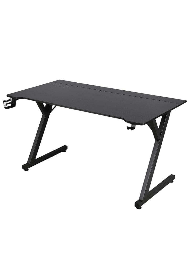 MUSSO G75 Carbon Fiber Gaming Desk with Headphone Hooks, Cup Holder & Monitor Arm Support