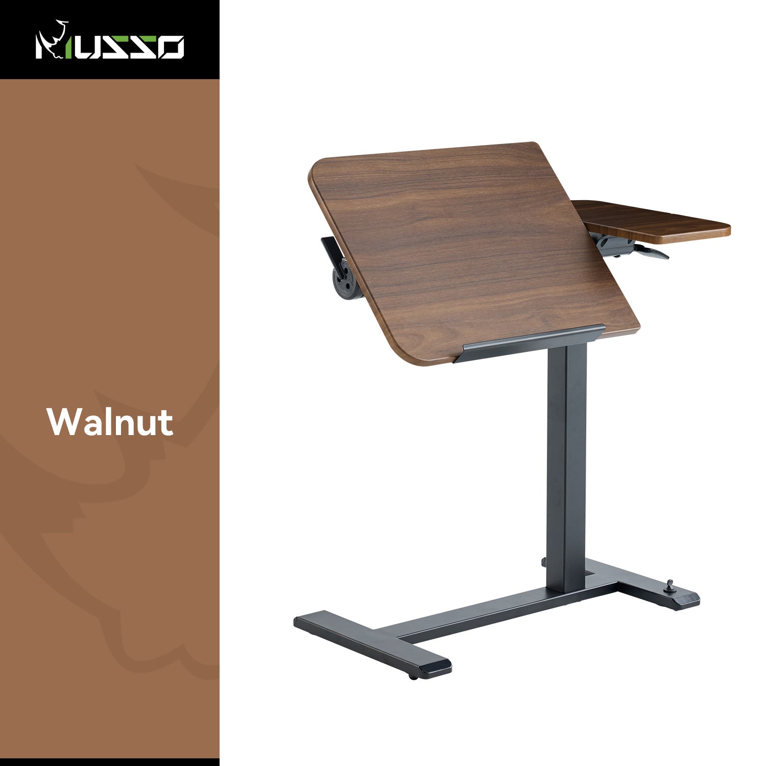 MUSSO D5 Ergonomic Double-Sided Rotating Desk - Adjustable Pneumatic Lift Mobile Laptop Table